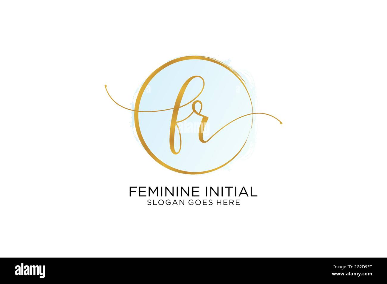 FR handwriting logo with circle template vector signature, wedding, fashion, floral and botanical with creative template. Stock Vector