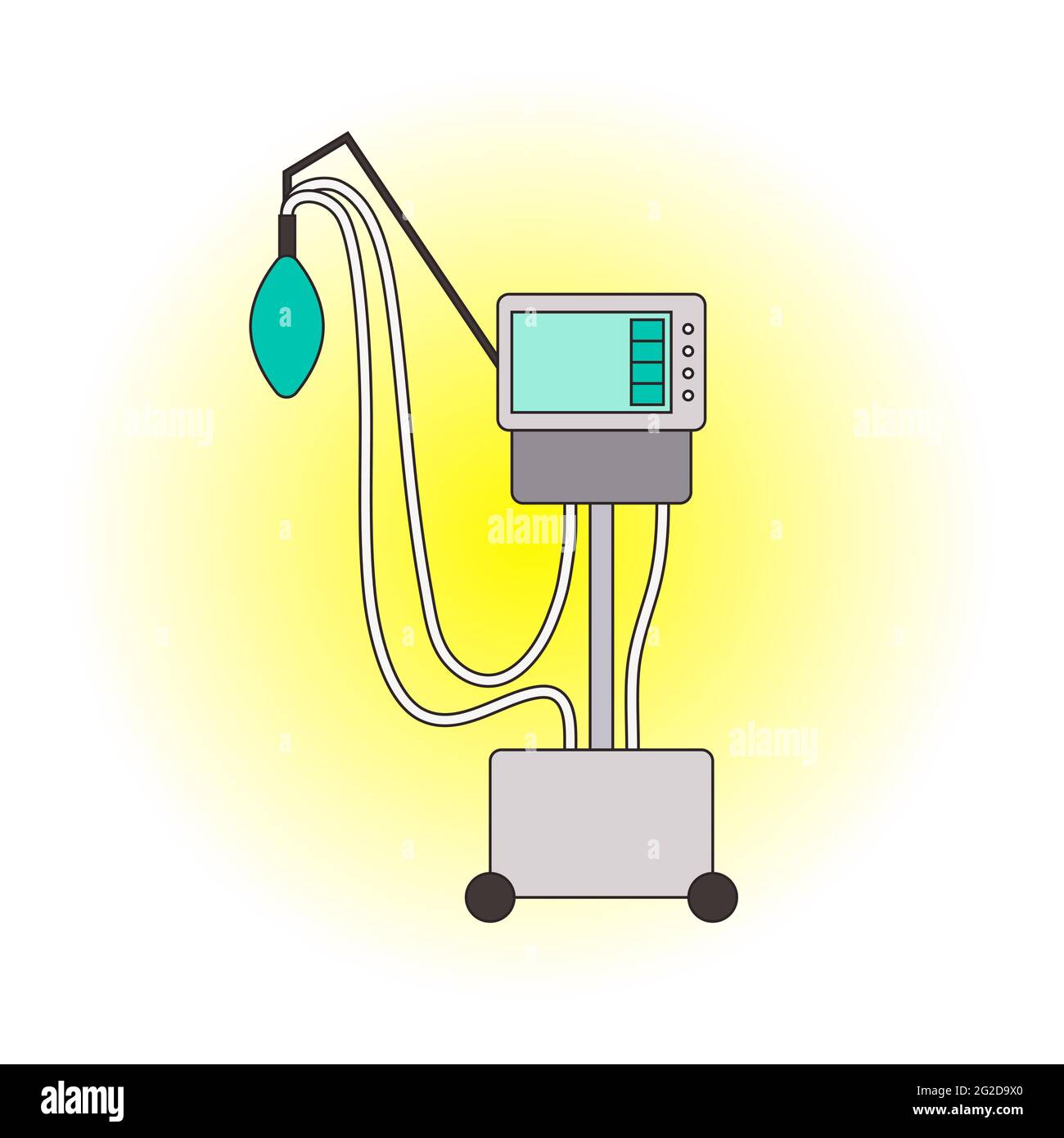 Medical ventilator cartoon icon. Color mechanical ventilation lungs Machine  on white gradient background. Apparatus to patients having trouble breathi  Stock Vector Image & Art - Alamy