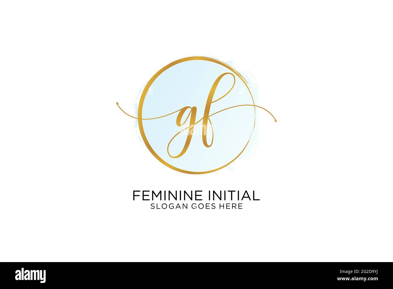 GF handwriting logo with circle template vector signature, wedding, fashion, floral and botanical with creative template. Stock Vector