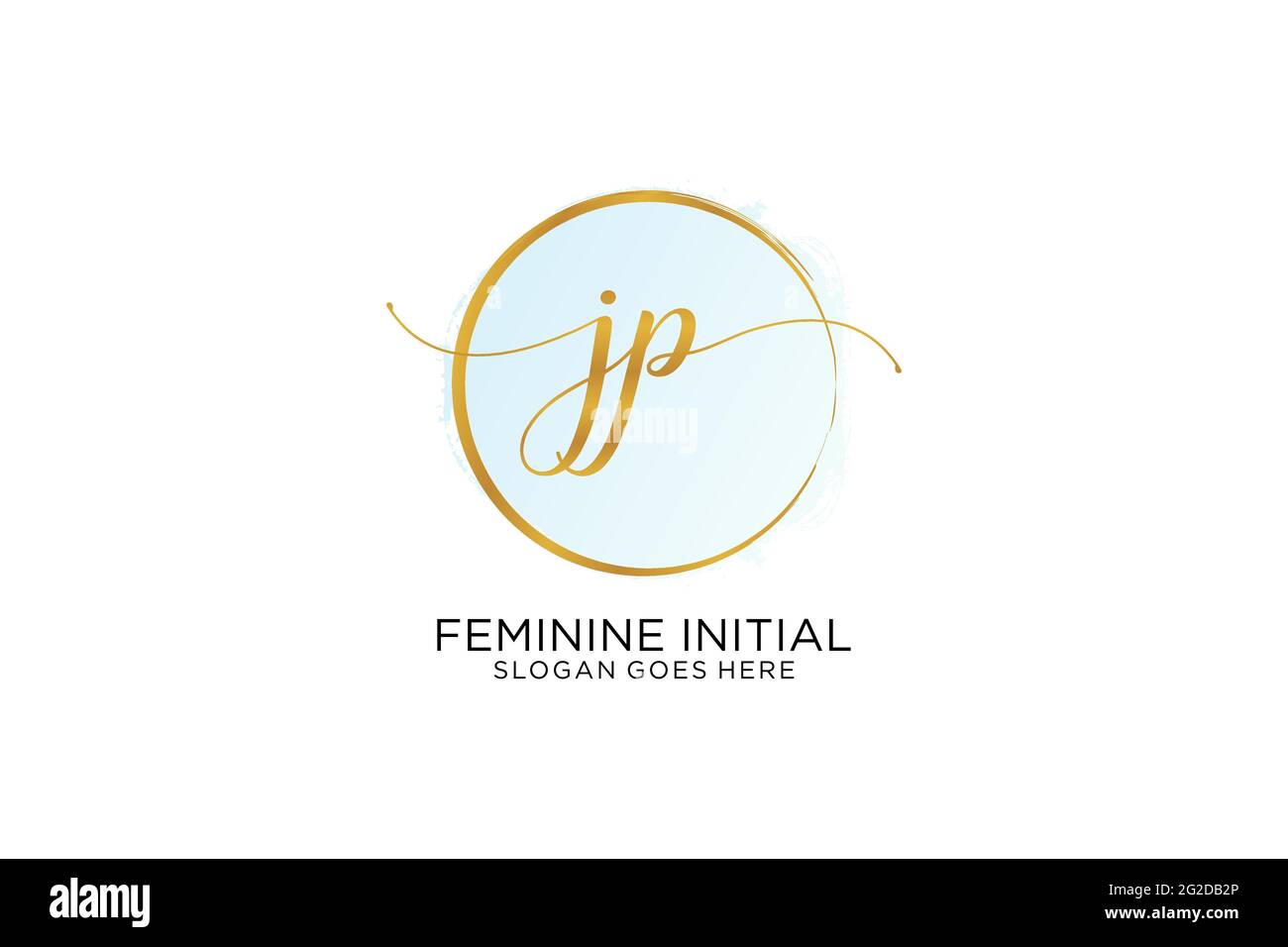 JP handwriting logo with circle template vector signature, wedding, fashion, floral and botanical with creative template. Stock Vector