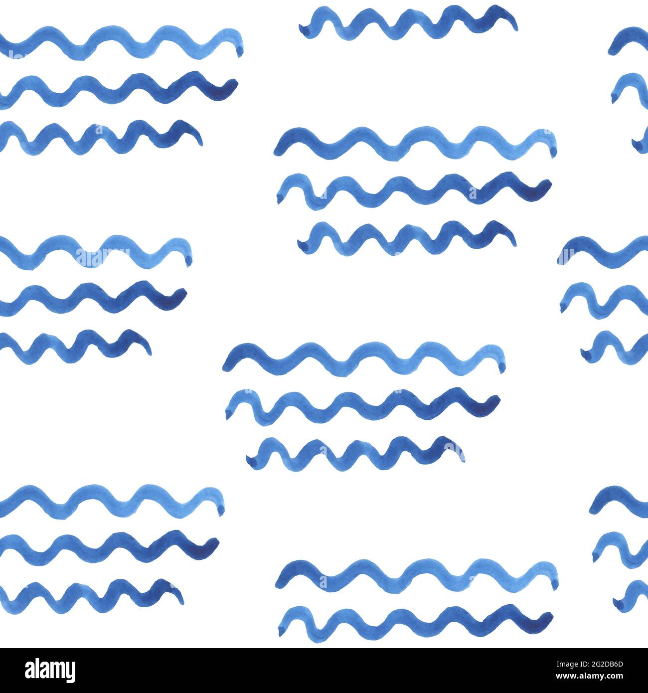 Watercolor seamless vector pattern. Blue strokes of paint wave isolated ...