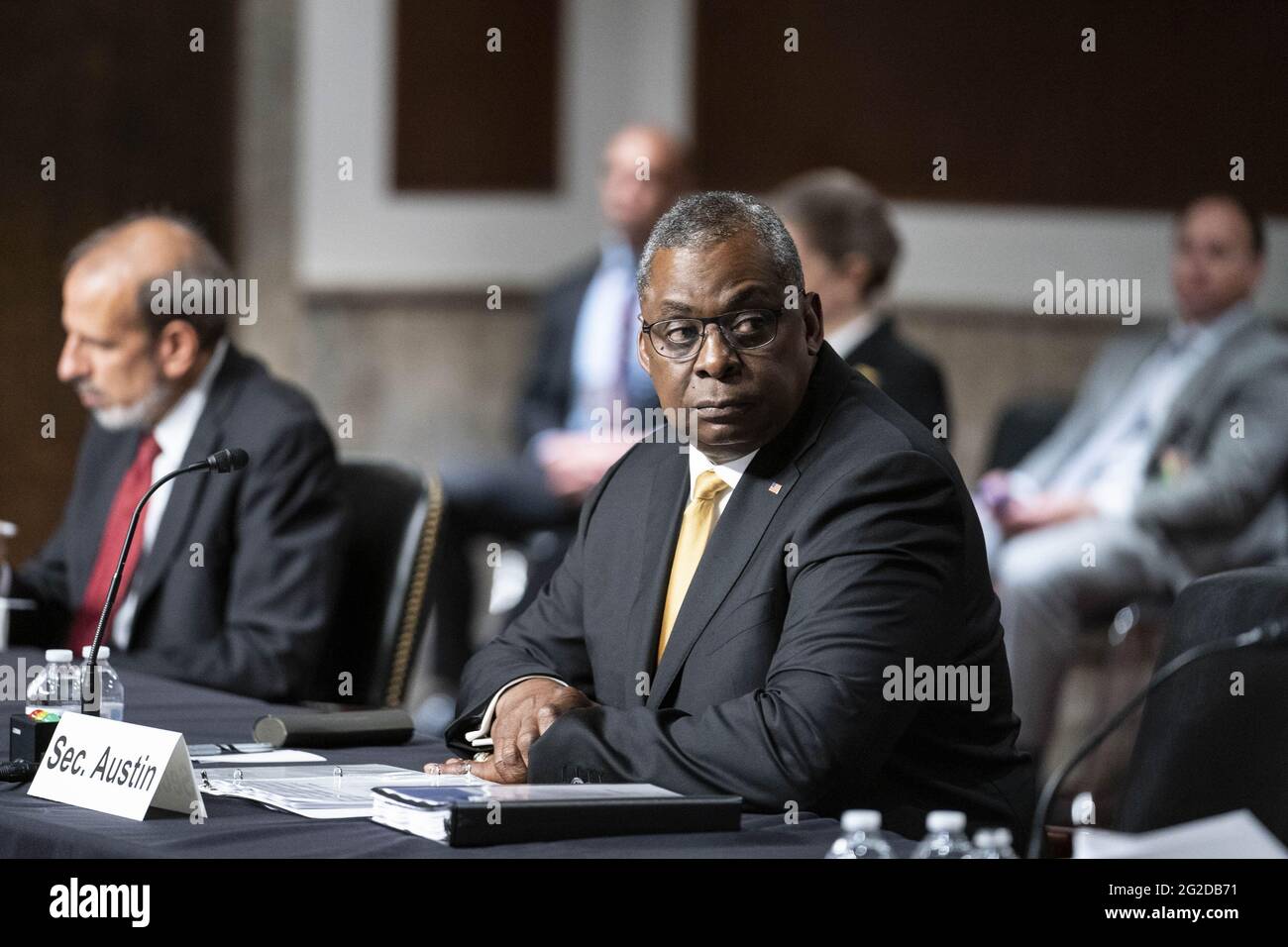 https://c8.alamy.com/comp/2G2DB71/washington-united-states-10th-june-2021-us-secretary-of-defense-general-lloyd-austin-testifies-before-the-senate-armed-services-committee-at-the-us-capitol-in-washington-dc-on-thursday-june-10-2021-the-committee-heard-testimony-the-defensedepartment-budget-posture-in-review-of-the-defense-authorization-request-for-fy2022-photo-by-sarah-silbigerupi-credit-upialamy-live-news-2G2DB71.jpg