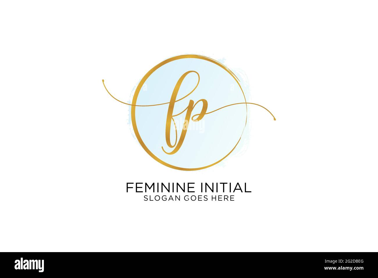 FP handwriting logo with circle template vector signature, wedding ...