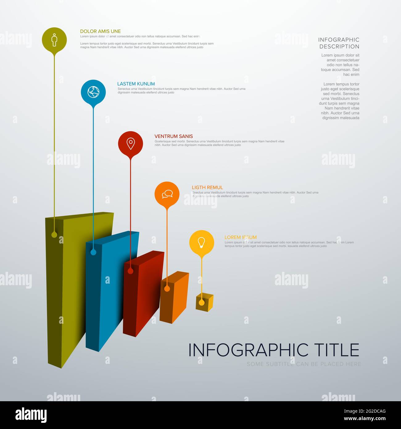Vector Infographic vertical layers template with five levels for ...