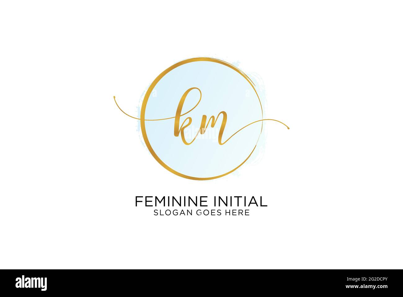 KM handwriting logo with circle template vector signature, wedding ...