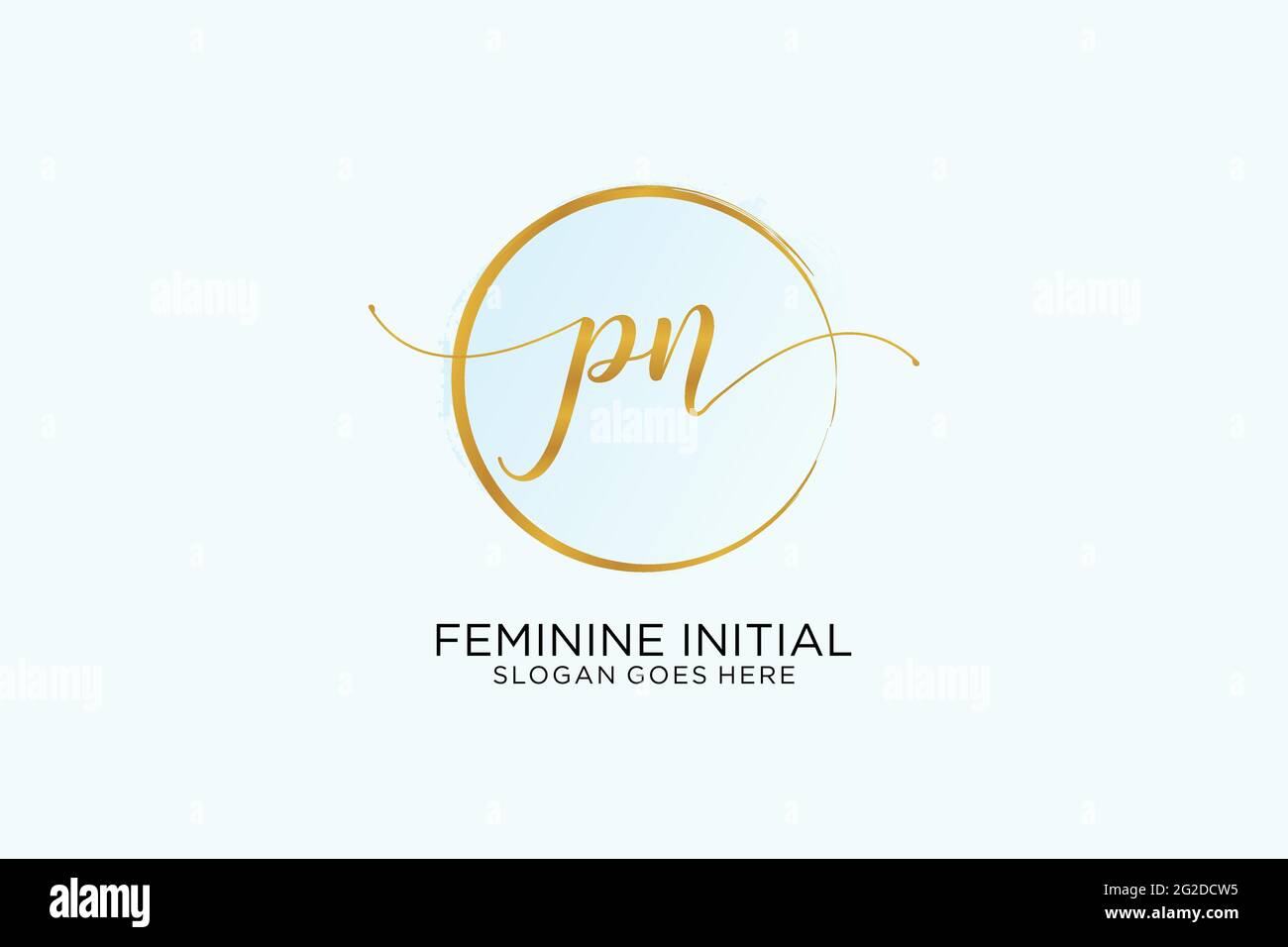 PN handwriting logo with circle template vector signature, wedding, fashion, floral and botanical with creative template. Stock Vector