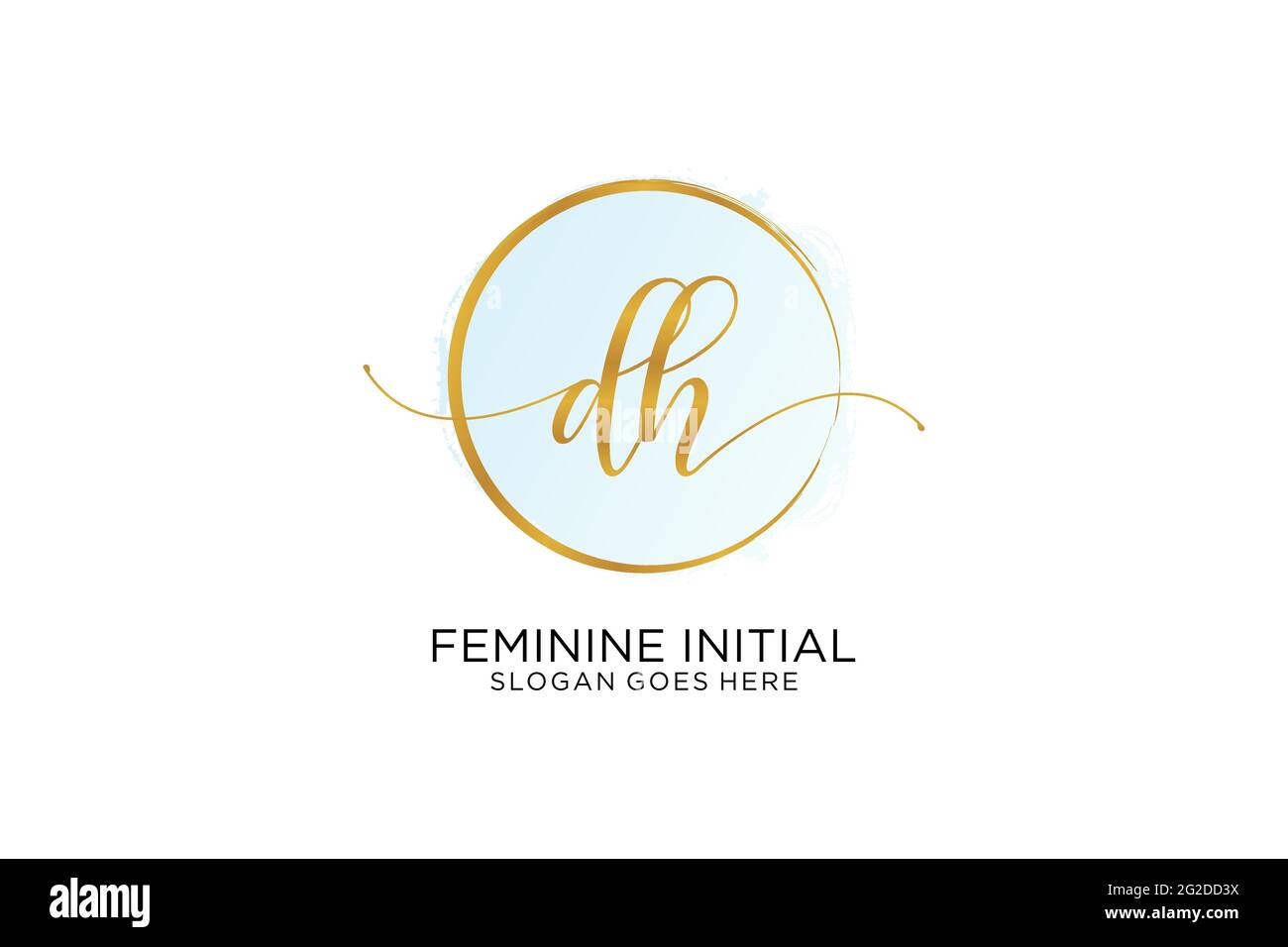 DH handwriting logo with circle template vector signature, wedding ...
