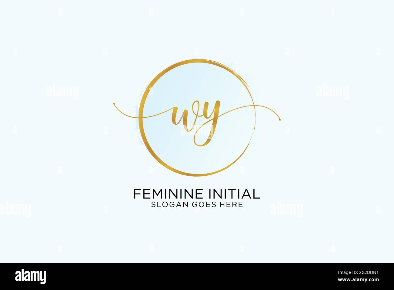 WY handwriting logo with circle template vector signature, wedding, fashion, floral and botanical with creative template. Stock Vector