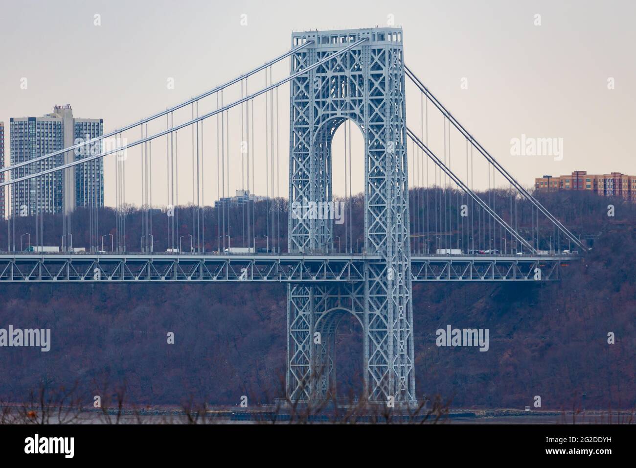 George Washington Bridge between Manhattan and New Jersey, New Jersey side. Stock Photo