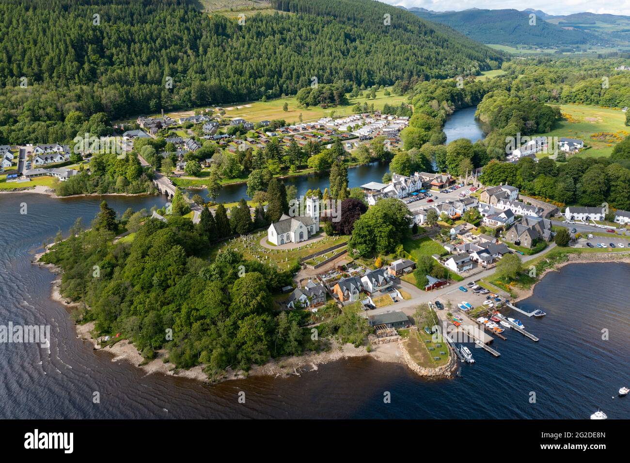 Aerial view of Kenmore village at Loch Tay in Perthshire, Scotland, Uk Stock Photo
