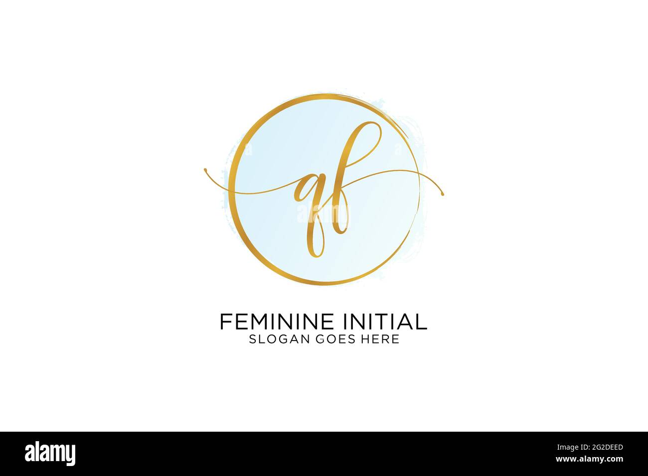 QF handwriting logo with circle template vector signature, wedding ...