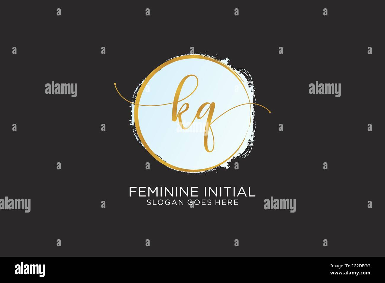 KQ handwriting logo with circle template vector signature, wedding ...