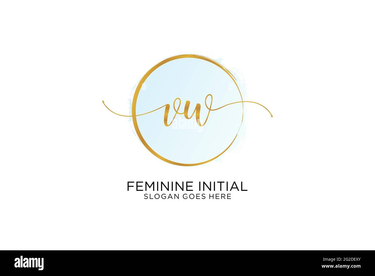 VW handwriting logo with circle template vector signature, wedding ...