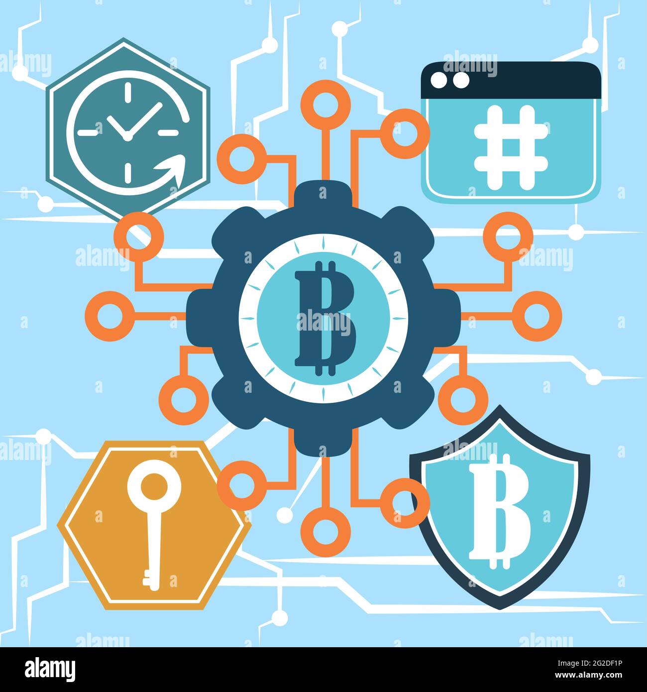 bitcoin secure business Stock Vector