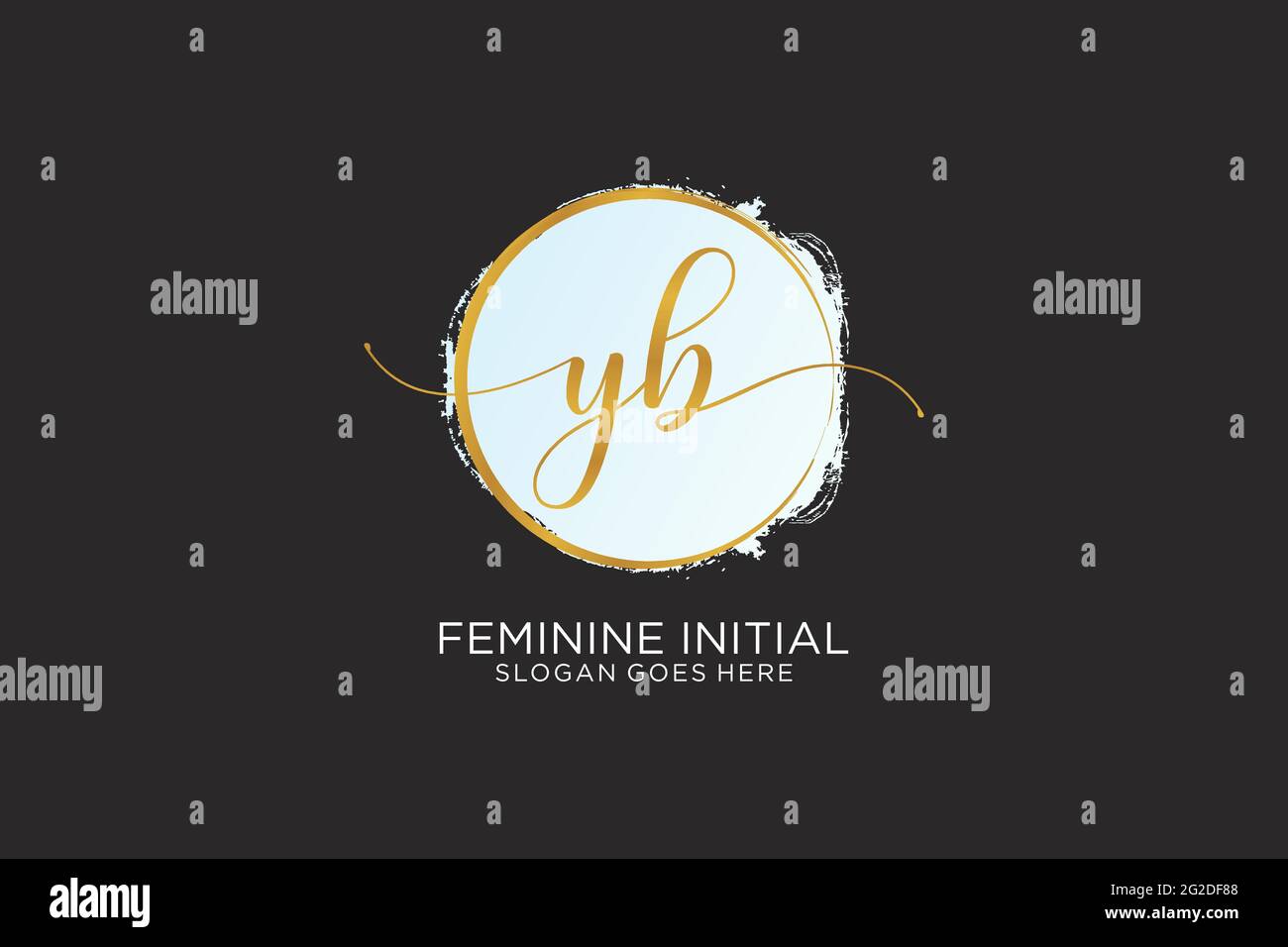 YB handwriting logo with circle template vector signature, wedding ...