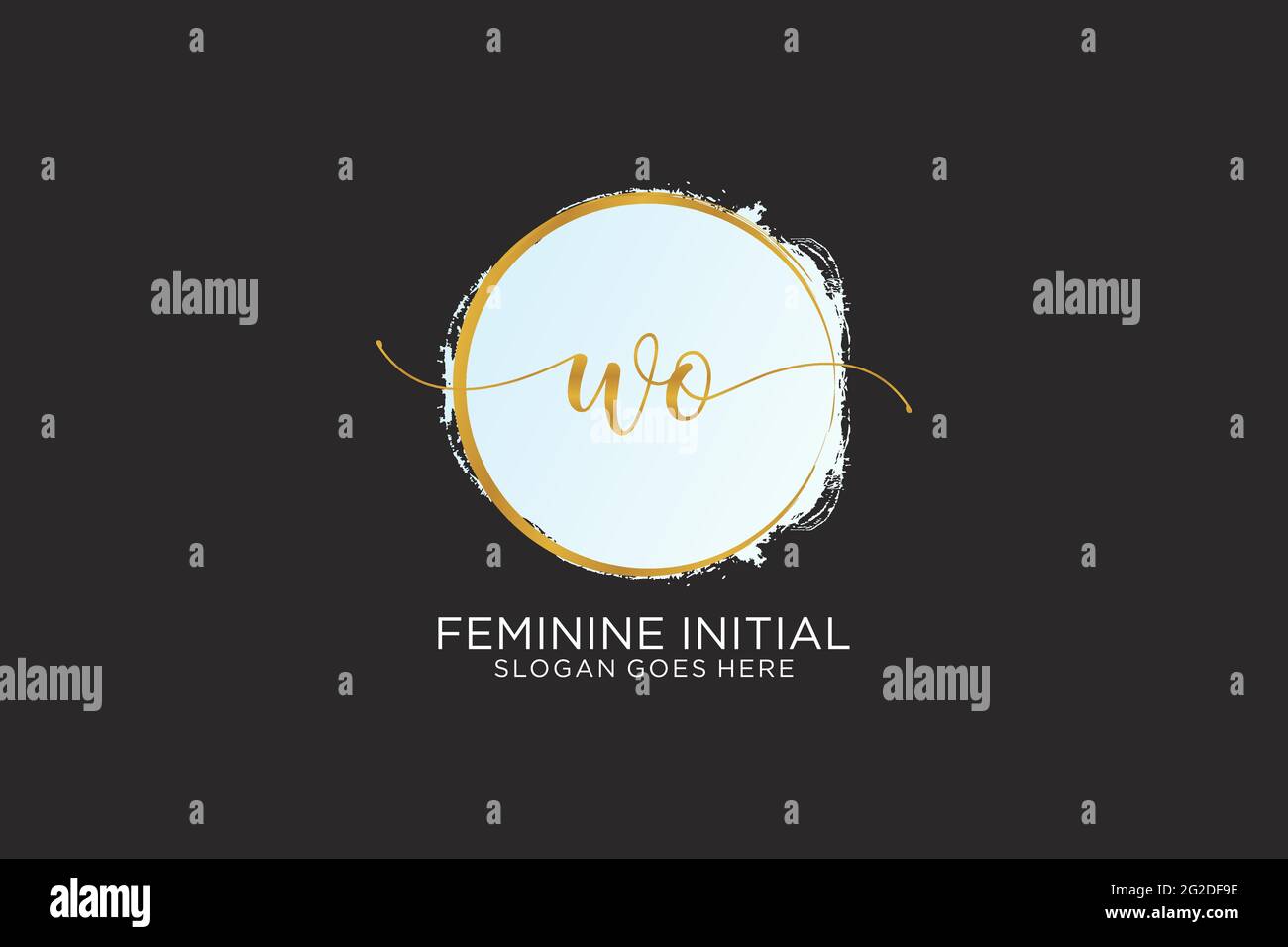 WO handwriting logo with circle template vector signature, wedding ...