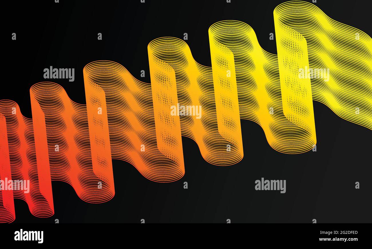 Modern abstract background with wavy lines in orange and yellow ...