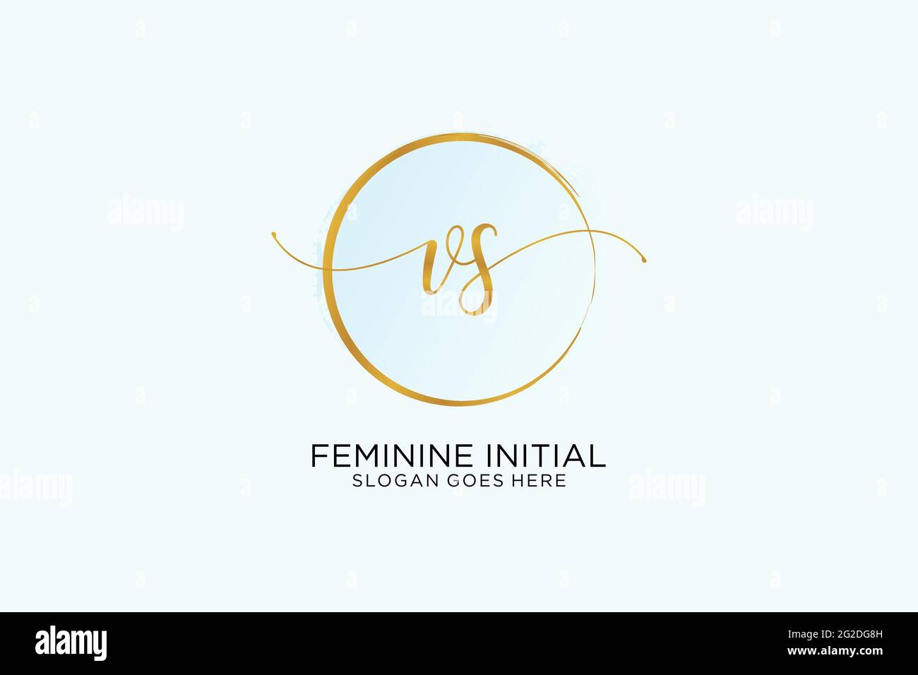 VS handwriting logo with circle template vector signature, wedding, fashion, floral and botanical with creative template. Stock Vector