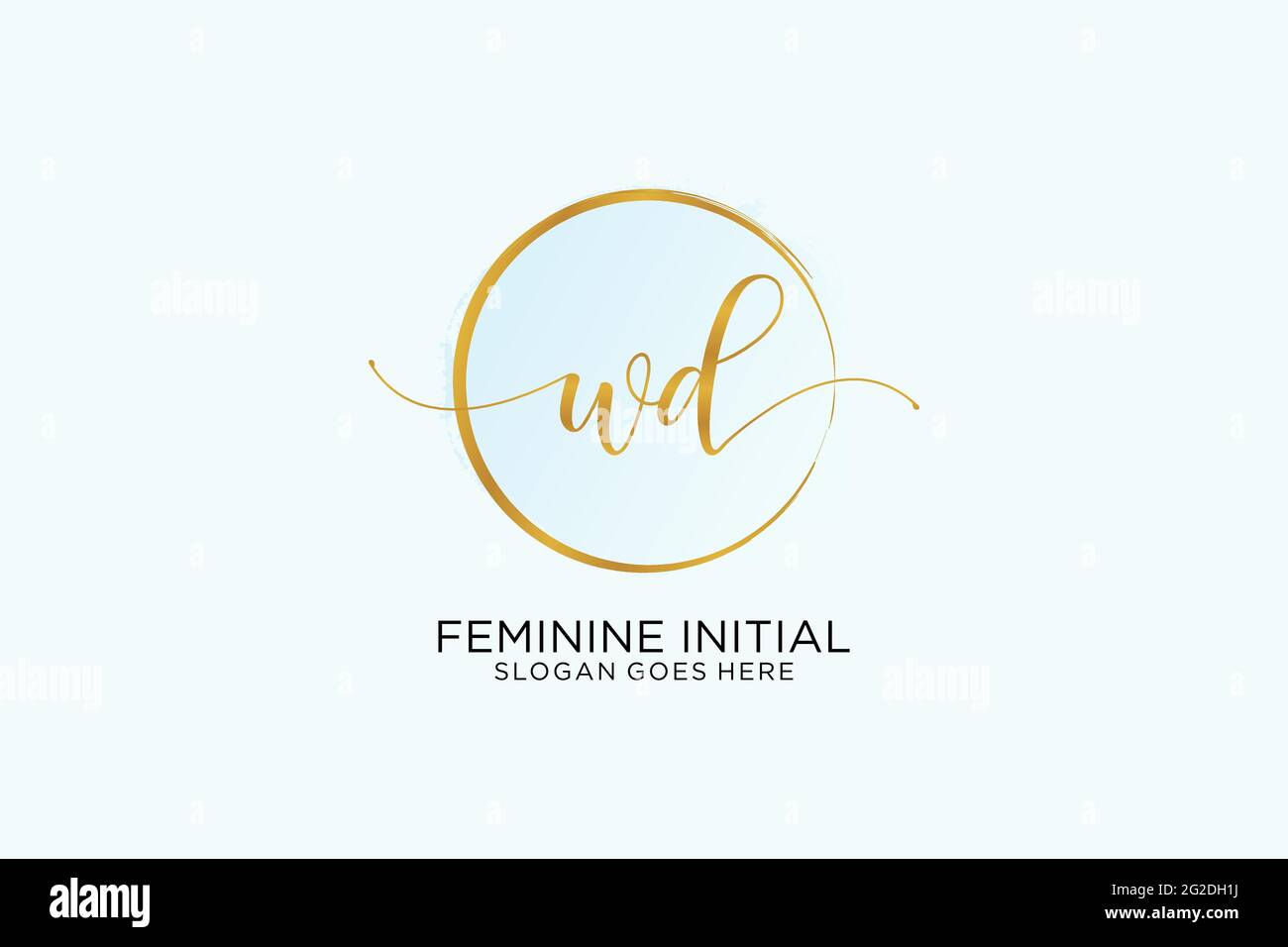 WD handwriting logo with circle template vector signature, wedding, fashion, floral and botanical with creative template. Stock Vector