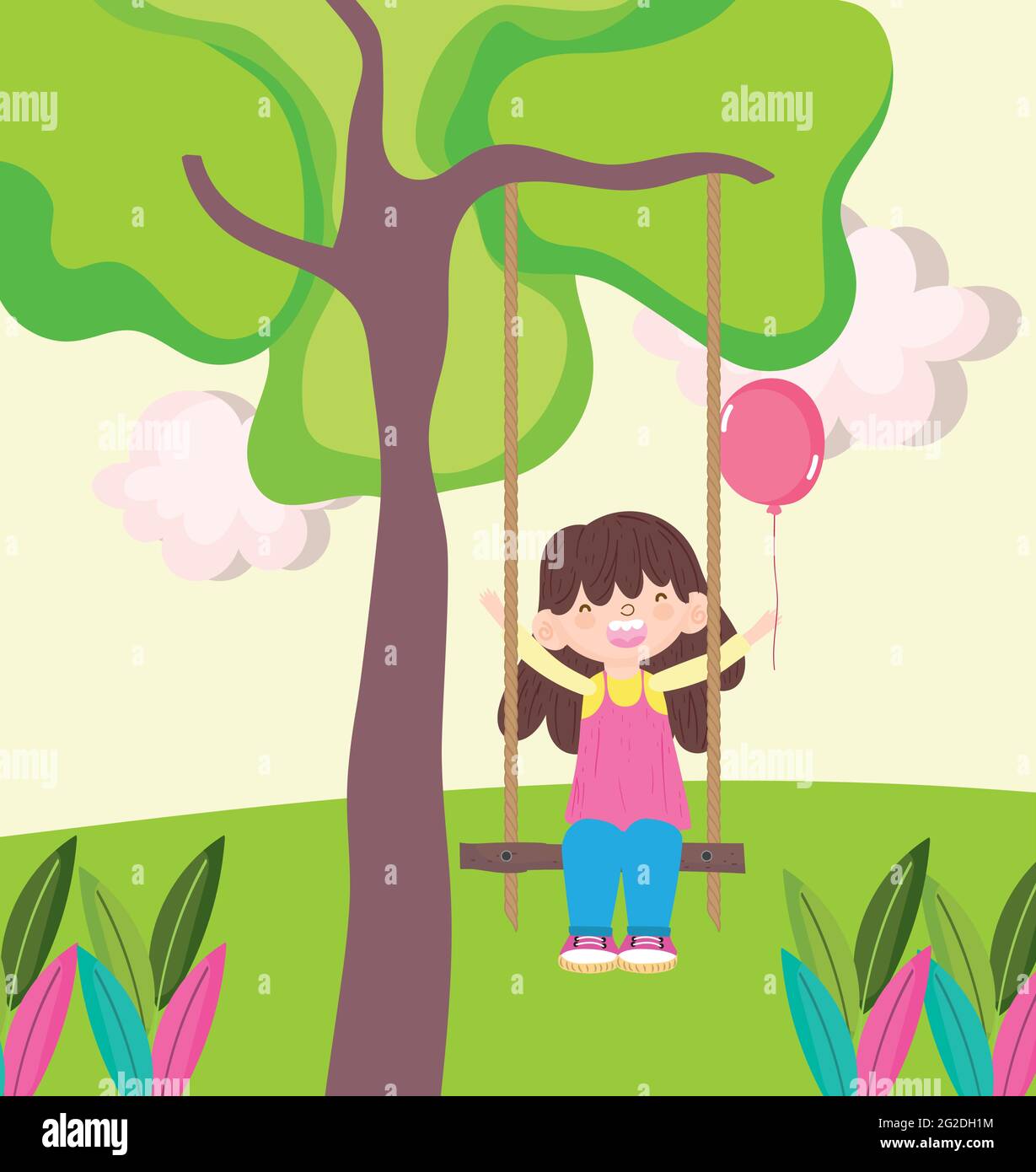 girl on swing cartoon Stock Vector Image & Art Alamy