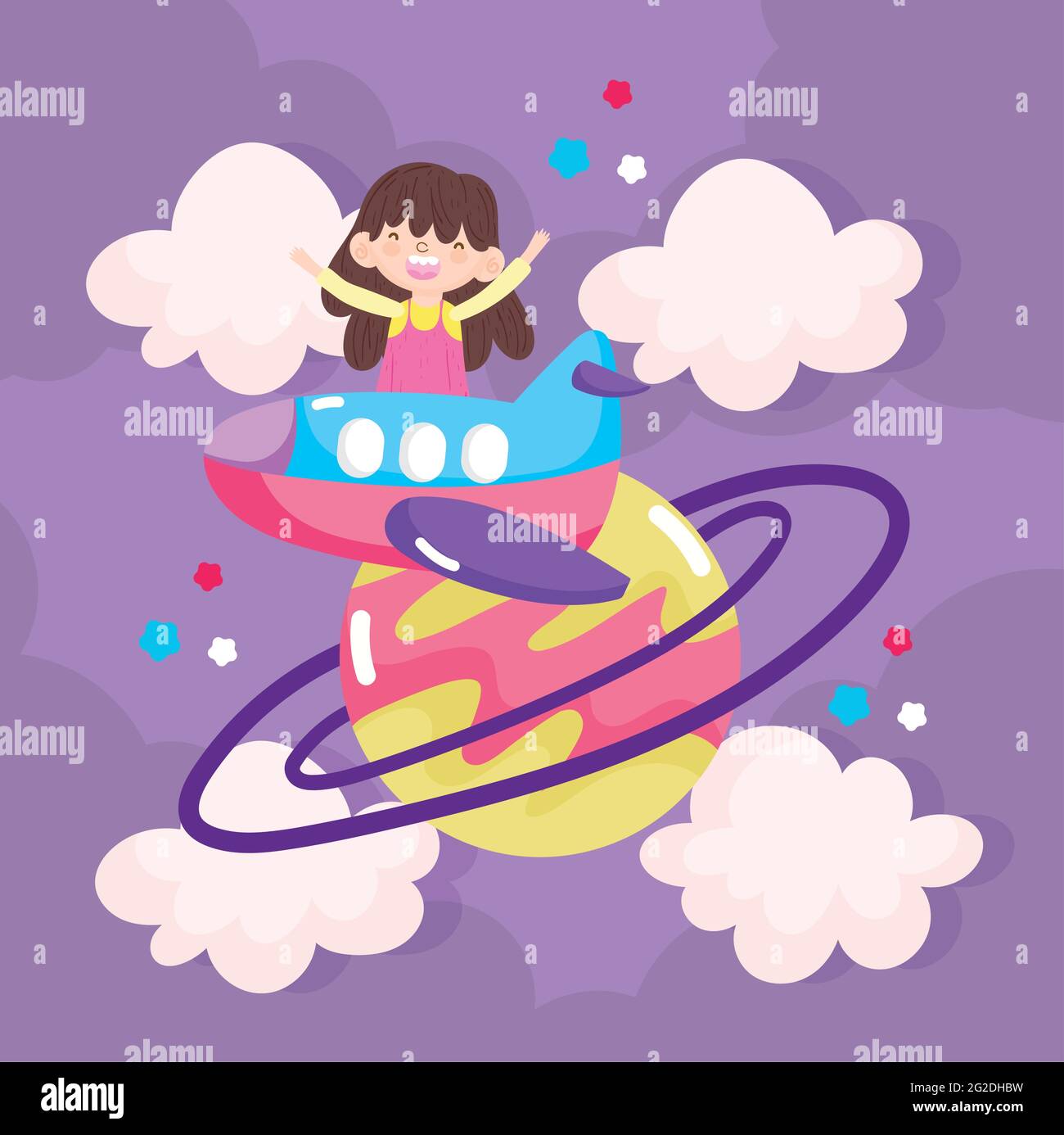 cute girl on plane Stock Vector Image & Art - Alamy