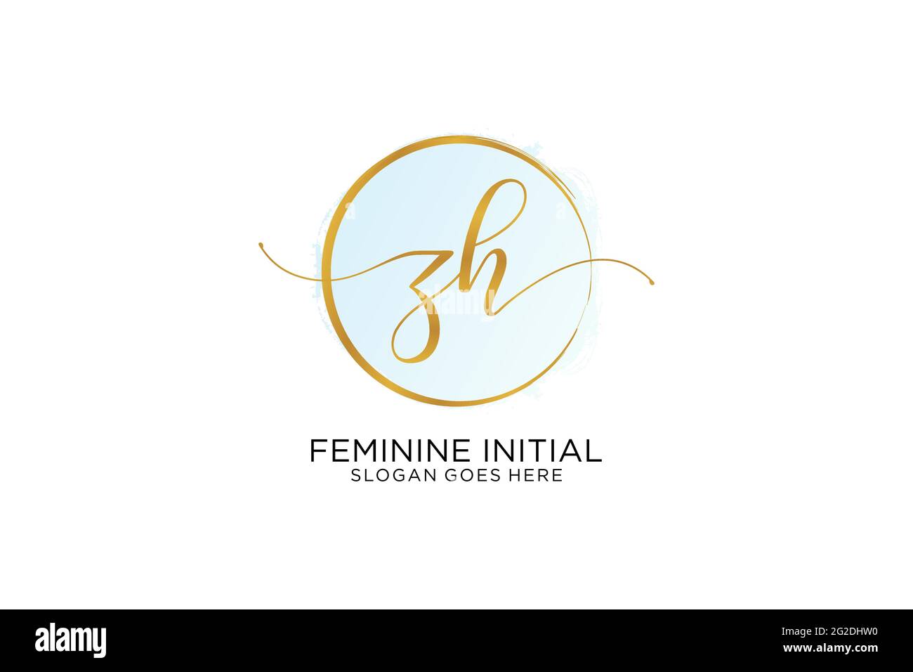 ZH handwriting logo with circle template vector signature, wedding ...