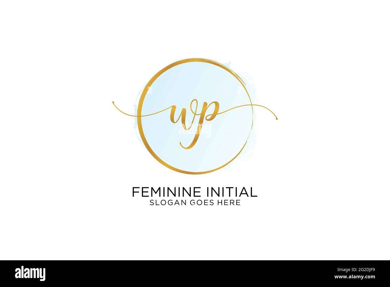 WP handwriting logo with circle template vector signature, wedding ...