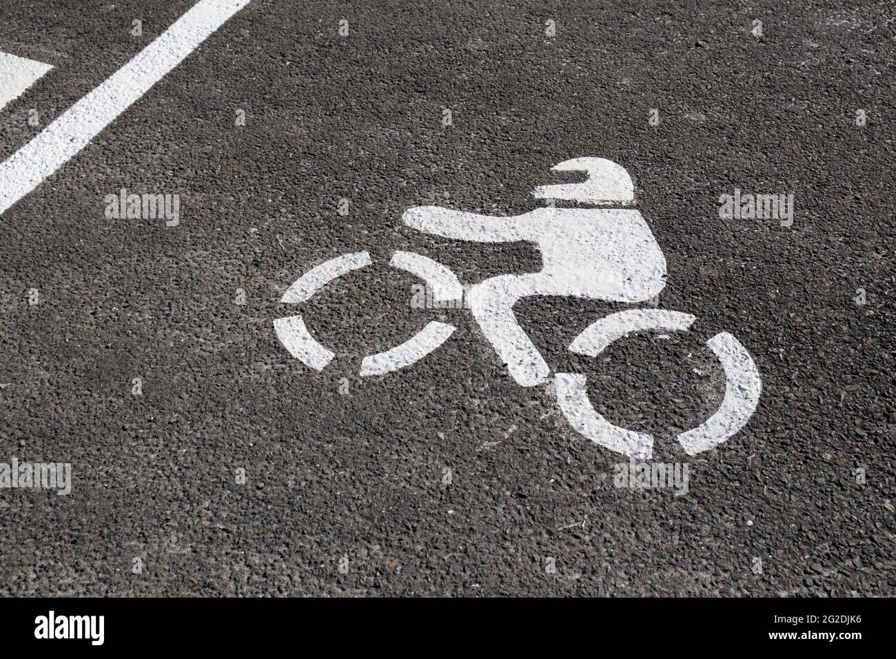Motorcycle parking space on outdoors. MotorBike sign painted on asphalt Stock Photo