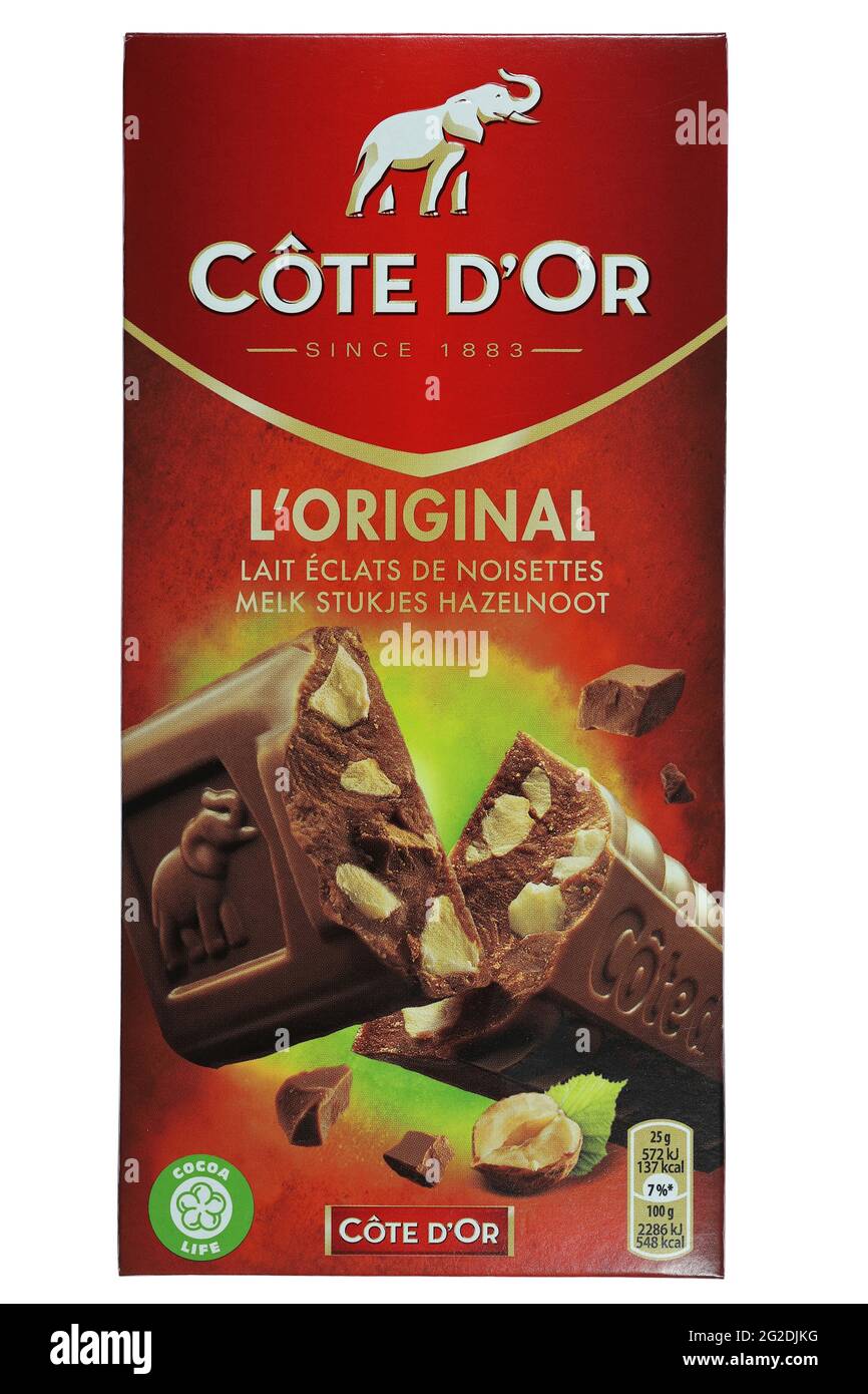 Cote d’Or chocolate isolated on white background Stock Photo - Alamy