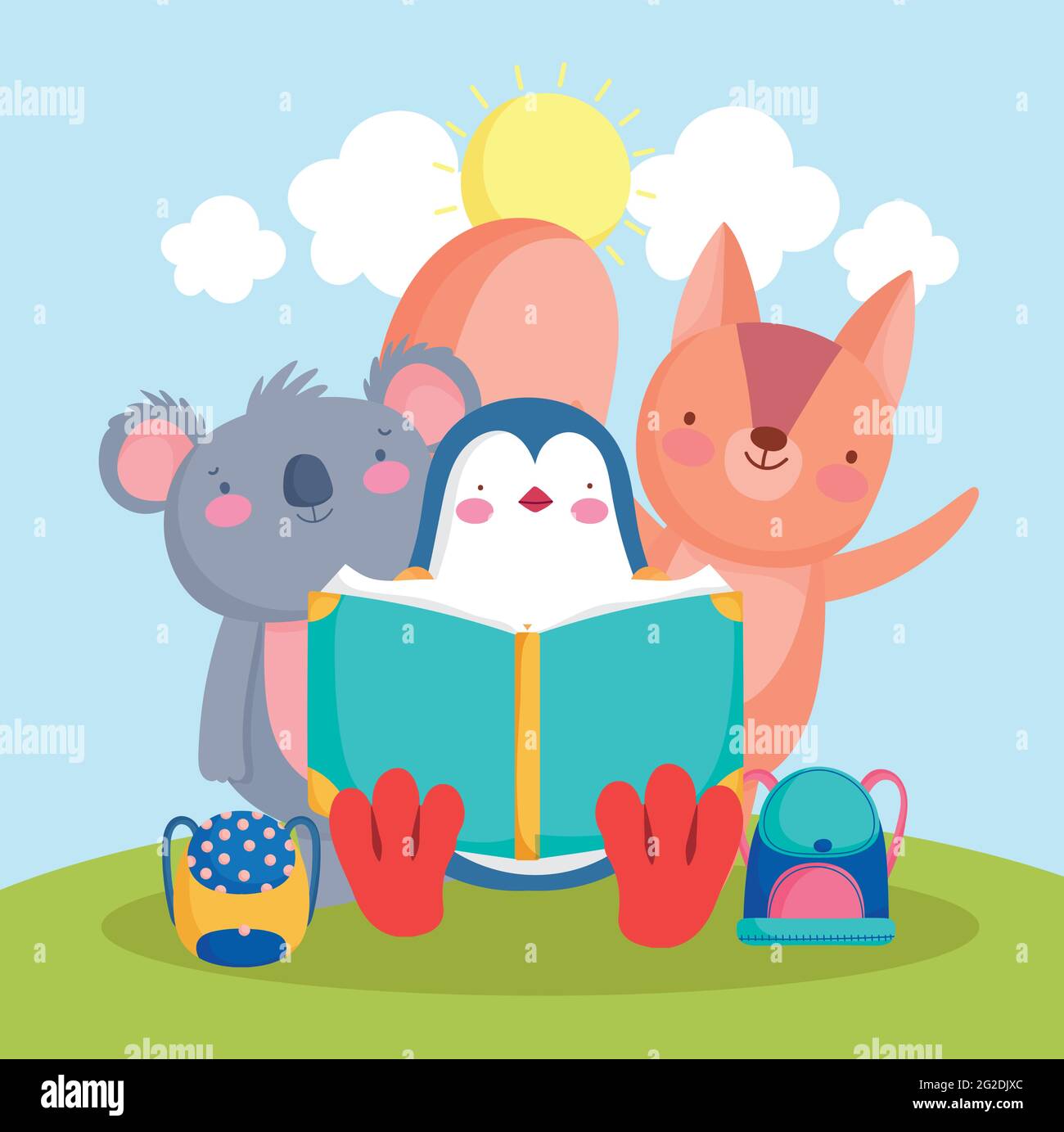cute animals reading a book Stock Vector Image & Art - Alamy
