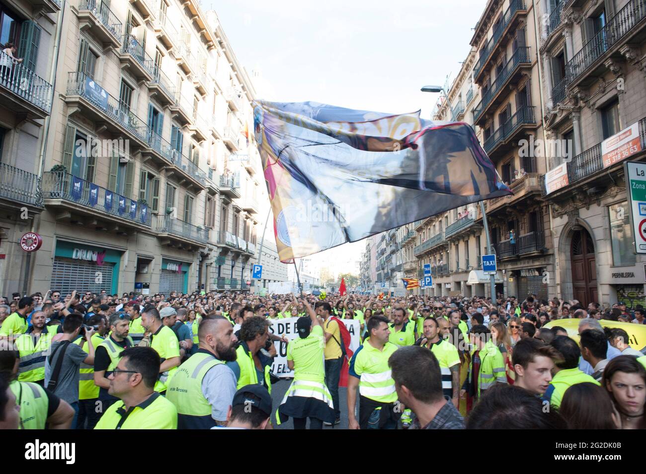 Protests in the Catalan capital of Barcelona after the independence referendum of 2017 Stock Photo