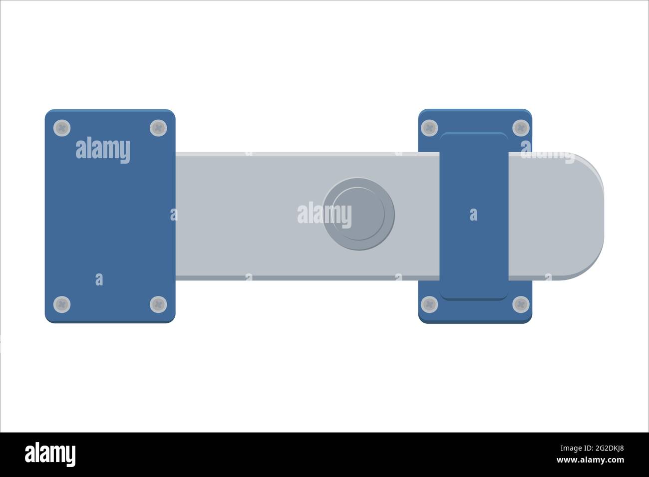 Door latch,  sliding lock with dead bolt in flat style.  Isolated on white background. Vector illustration. Stock Vector