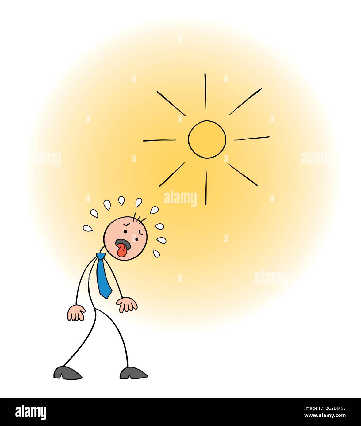 Stickman businessman character walks in hot weather and his tongue is out,  vector cartoon illustration. Black outlined and colored Stock Vector Image  & Art - Alamy