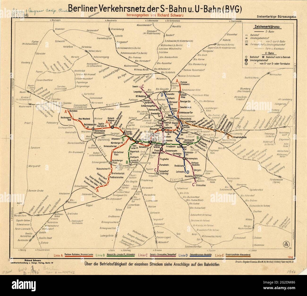 Berliner Verkehrsnetz, Berlin Plan, Berlin Subway Plan, Berlin Underground Plan, Berlin Subway Map, Berlin Map, Old Map of Berlin, Retro Berlin Map Stock Photo