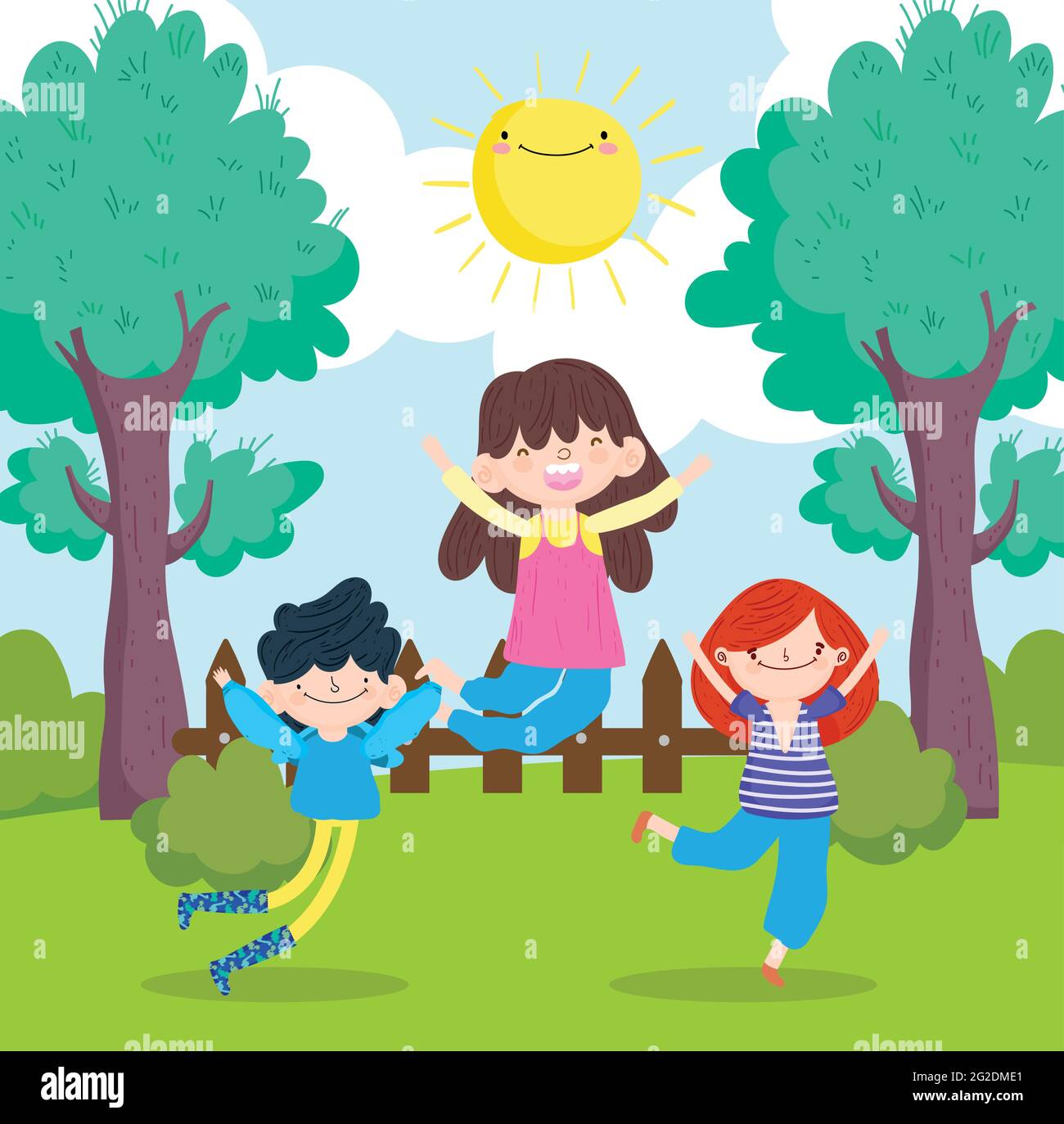 happy kids in the park Stock Vector Image & Art - Alamy