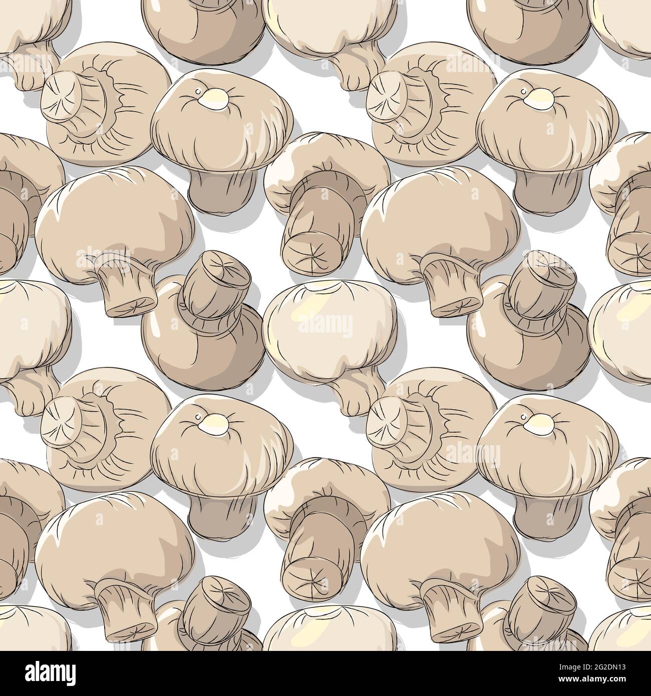 Mushrooms  repeating pattern, editable vector template Stock Vector