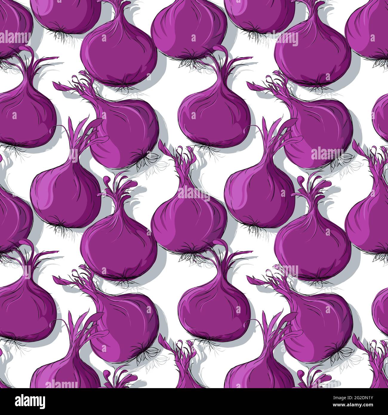 Onions repeating pattern, editable vector template Stock Vector