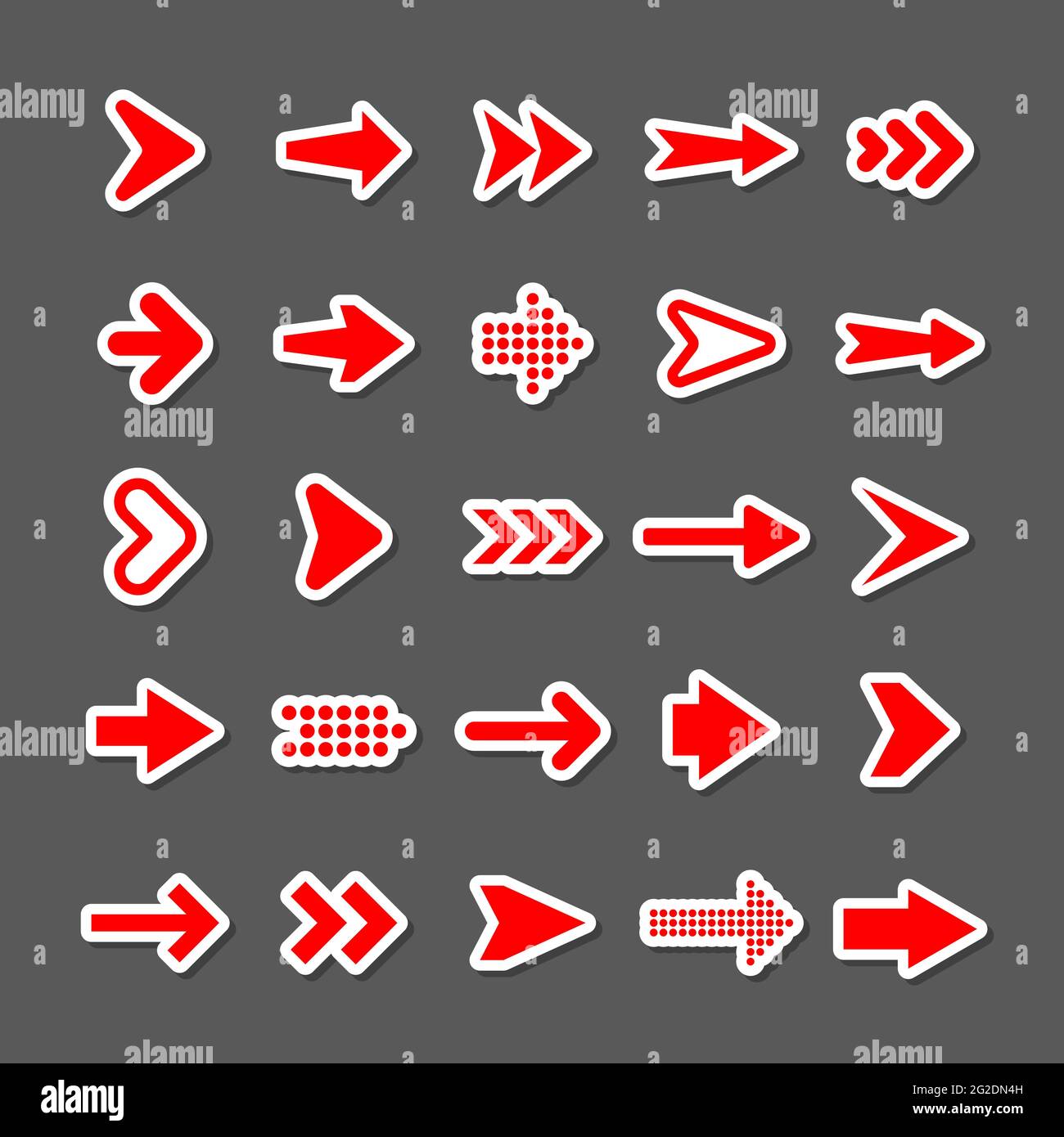 Colorful arrow stickers set. Red cursor icons, pointers collection ...