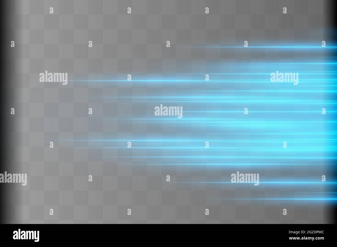 Abstract Blue Laser Beam Transparent Isolated On Black Background Vector Illustration The