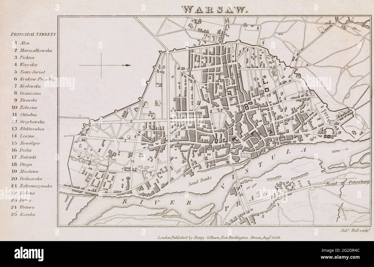 Warsaw Map, Warsaw City Print, Warsaw Art, Europe Map, Map of Poland, Map of Warsaw, Poland Map Art, Vintage City Map, Poland Map, Retro Poland, 1828 Stock Photo
