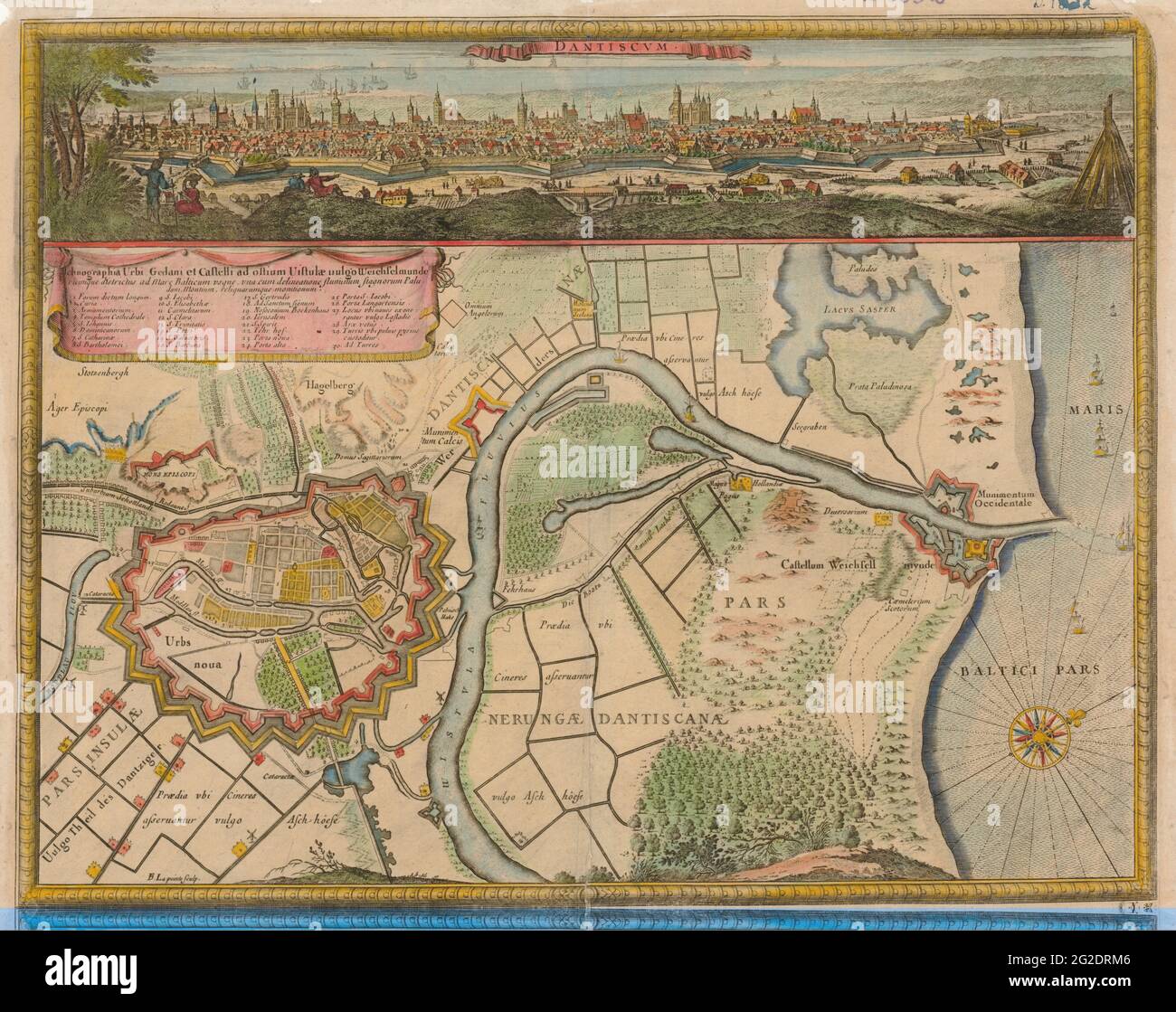 Gdansk map, Gdansk city print, Europe map, Map of Poland, Map art, Poland map art, Vintage city map, Poland map, Map of Gdansk, Retro Gdansk Map, 1696 Stock Photo