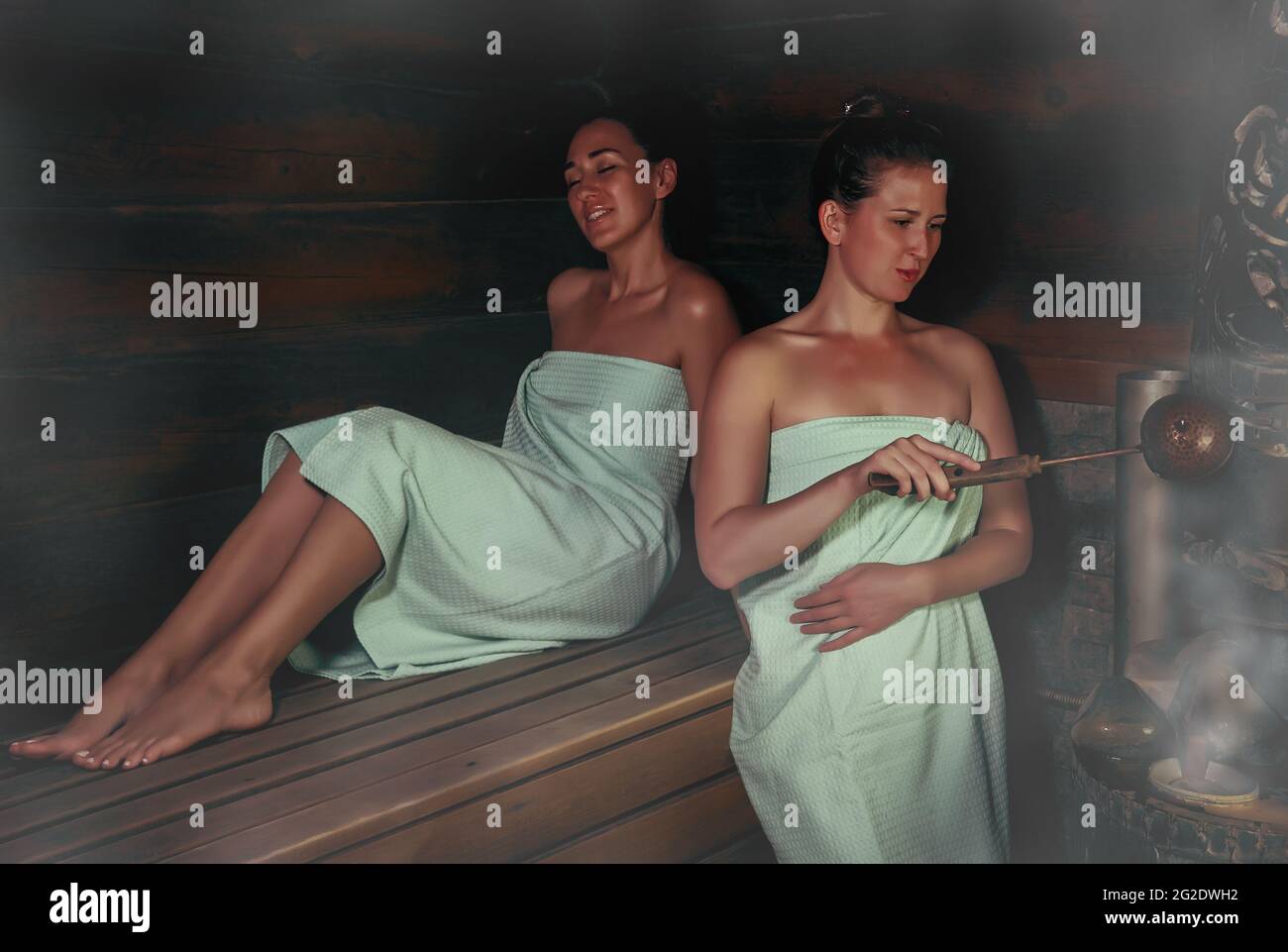 nude women in a sauna