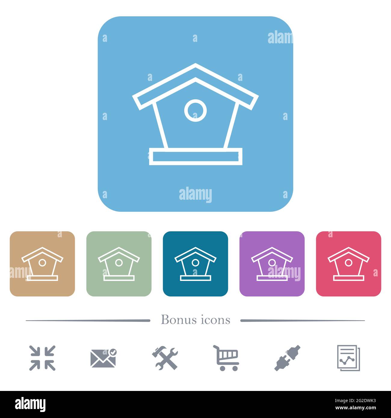 Bird feeder white flat icons on color rounded square backgrounds. 6 ...