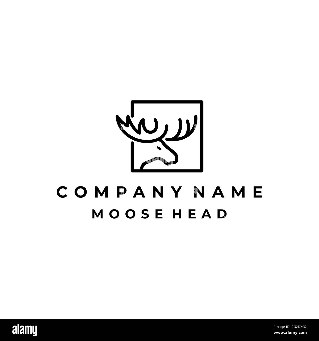 Moose Deer line art logo vector icon illustration design Stock Vector ...