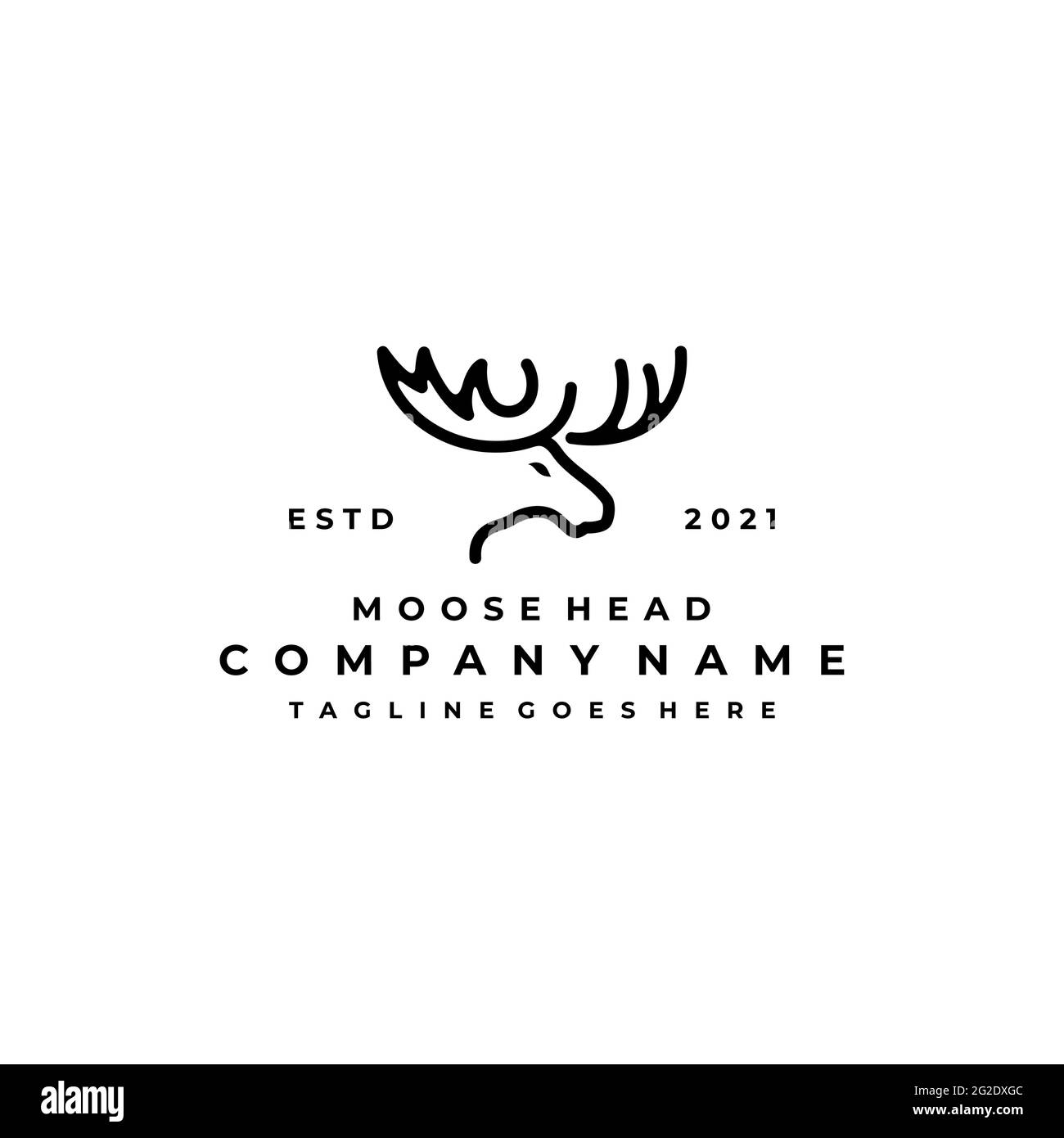Moose Deer line art logo vector icon illustration design Stock Vector ...