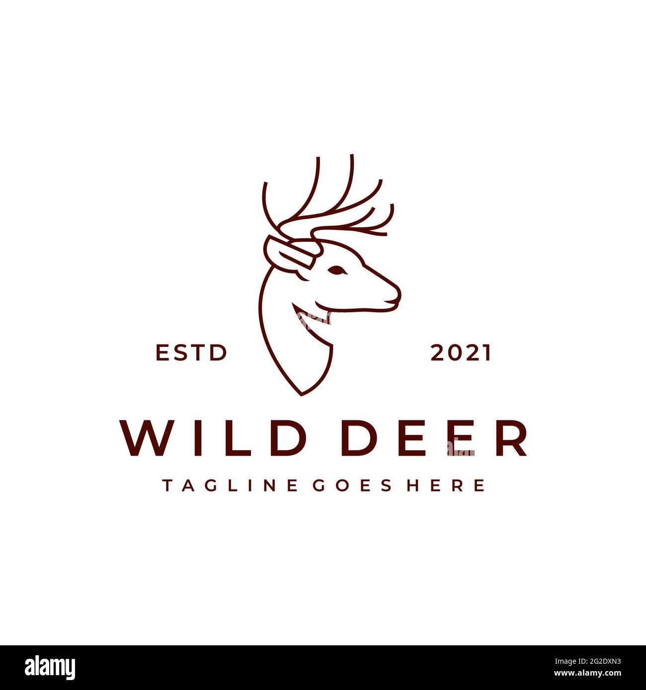 Deer antlers line art logo design vector Stock Vector