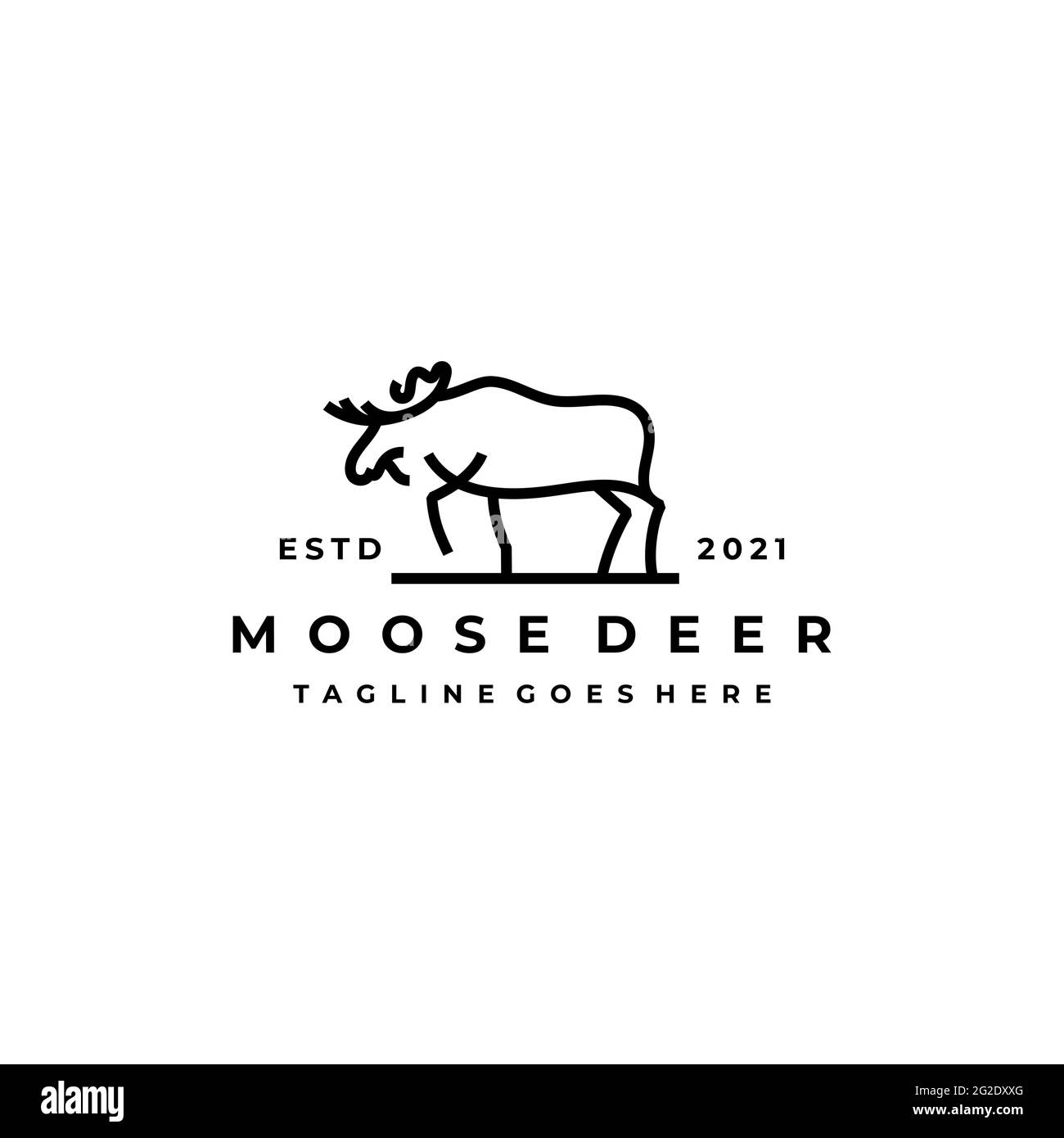 Moose Deer line art logo vector icon illustration design Stock Vector ...