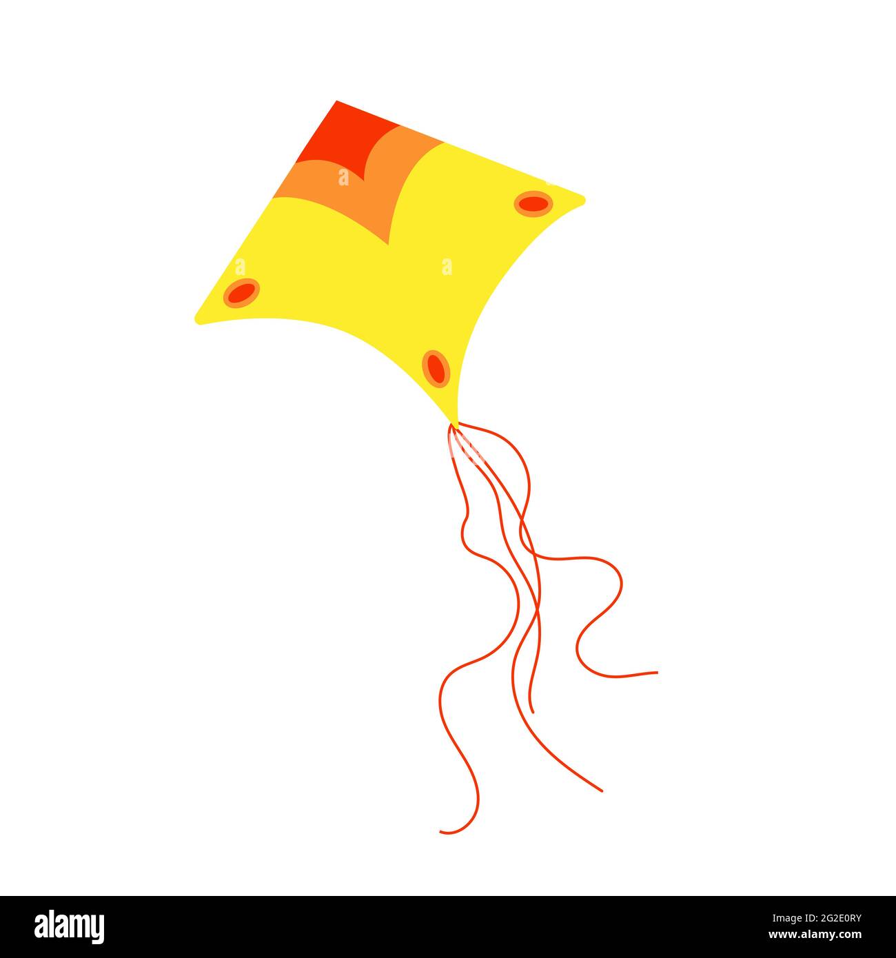 Yellow, orange and red kite with long ropes and abstract pattern, child toy, simple cartoon style vector illustration, image for cards, invitations, relax and vacation concept, holiday celebration design Stock Vector Image Yellow, orange and red kite with long ropes and abstract pattern, child toy, simple cartoon style vector illustration, image for cards, invitations, relax and vacation concept, holiday celebration design Stock Vector Image