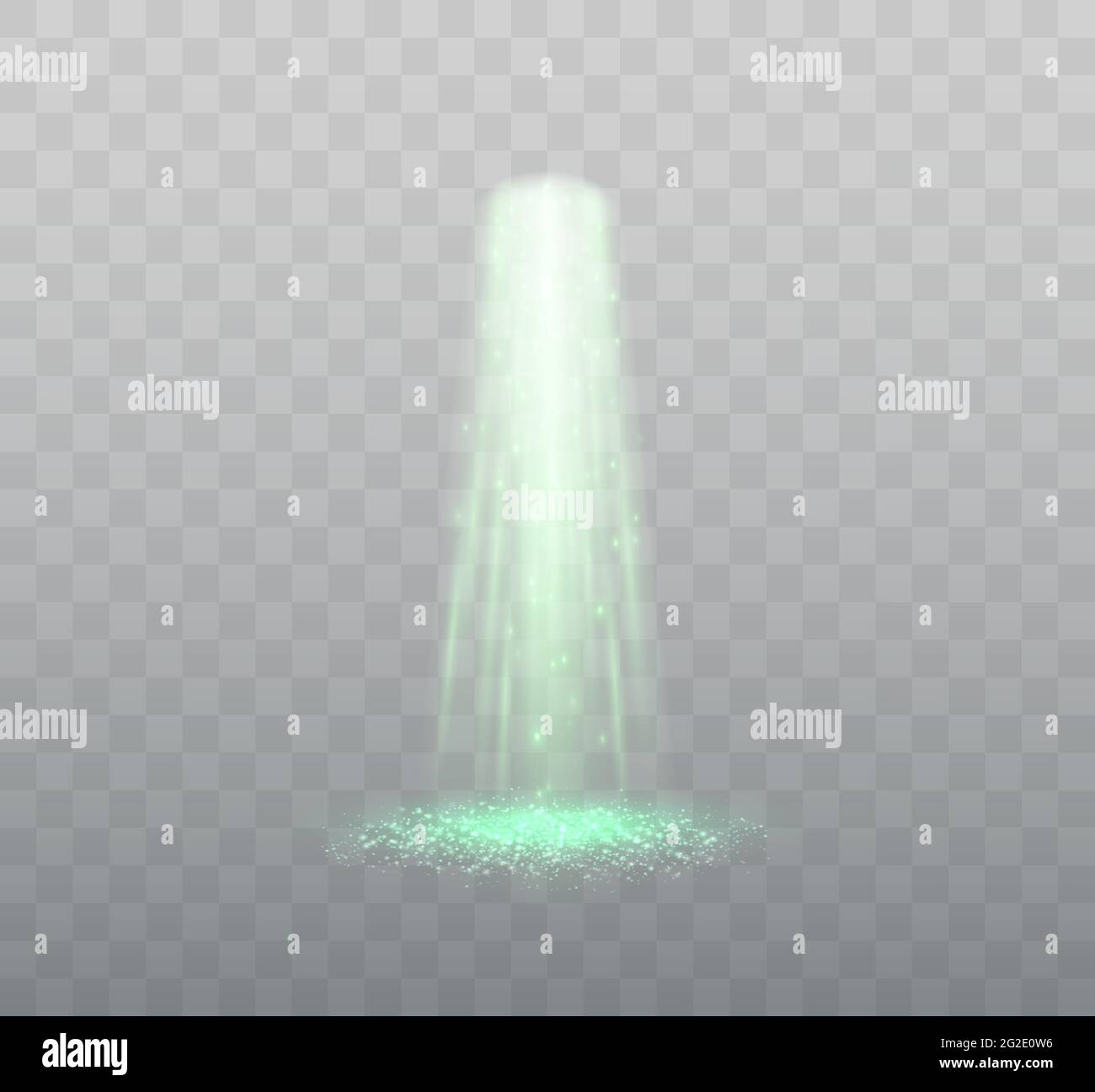 UFO light beam isolated on transparent background. Green Light. Vector