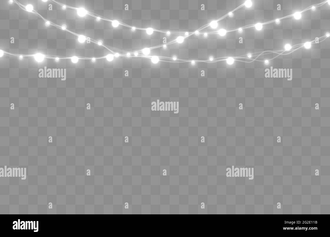 Christmas lights isolated on transparent background. Bright Xmas garland.  Vector glow light bulbs on wire strings Stock Vector Image & Art - Alamy